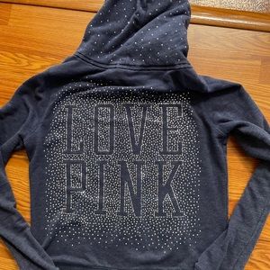 Victoria secret pink bling rhinestone rare hoodie full zip up jacket size small